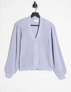 Asos Design Cardigan With Shoulder Pads In Blue-blues