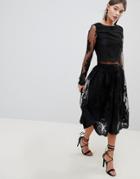 Zibi Lace Midi Skirt - Black