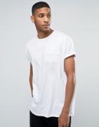 Asos Super Oversized T-shirt With Roll Sleeve And Velcro Patch In White - White