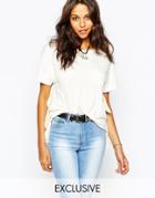 Story Of Lola Oversized T-shirt With Side Tassel Detail - Cream