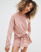 Daisy Street Relaxed Sweatshirt Co-ord - Pink