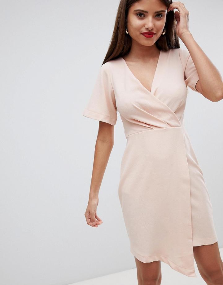 Closet London Wrap Over Midi Dress - Pink