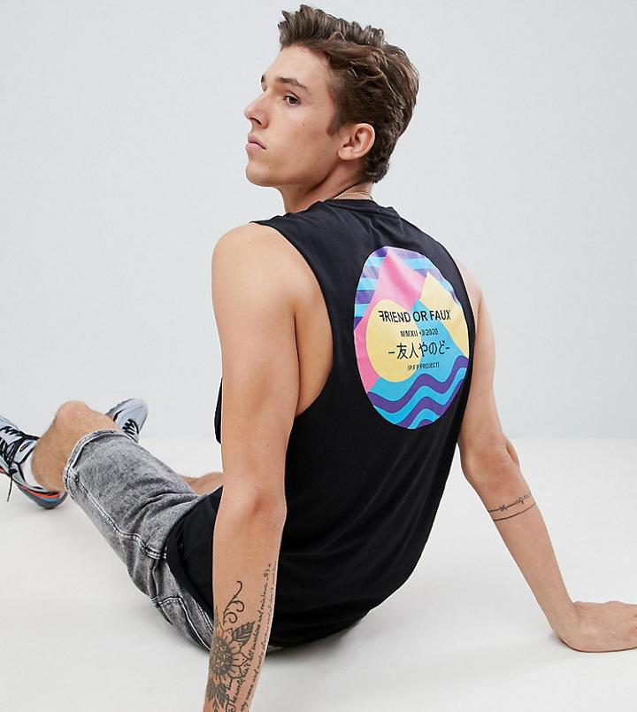Friend Or Faux Tall Sanko Back Print Tank - Black