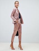 Little Mistress Cigarette Pants With Contrast Piping In Copper