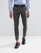 Moss London Skinny Suit Pants In Check - Gray