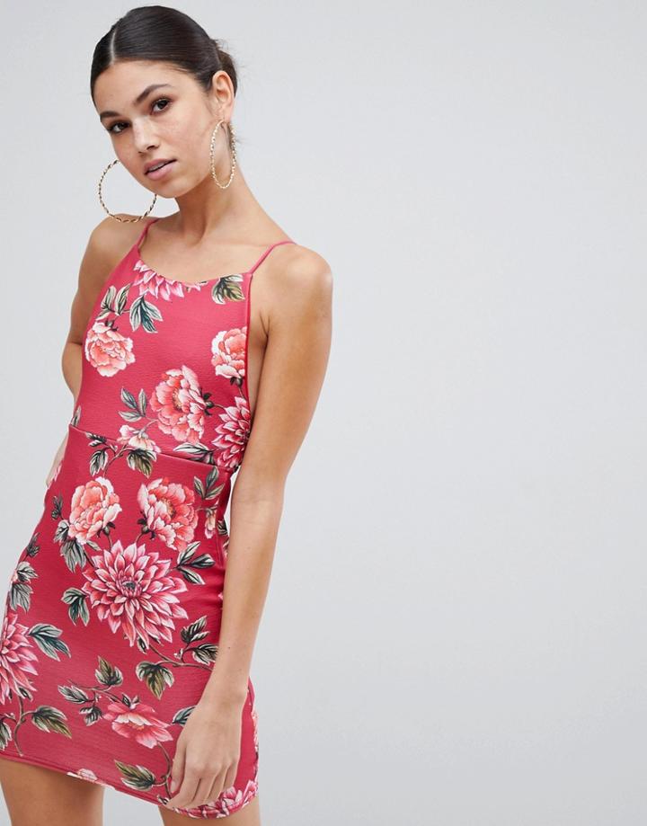 Missguided Floral High Neck Bodycon Dress - Multi