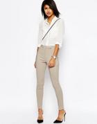 Asos High Waist Pants In Skinny Fit - Putty
