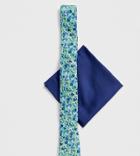 Asos Design Wedding Slim Floral Tie & Navy Pocket Square