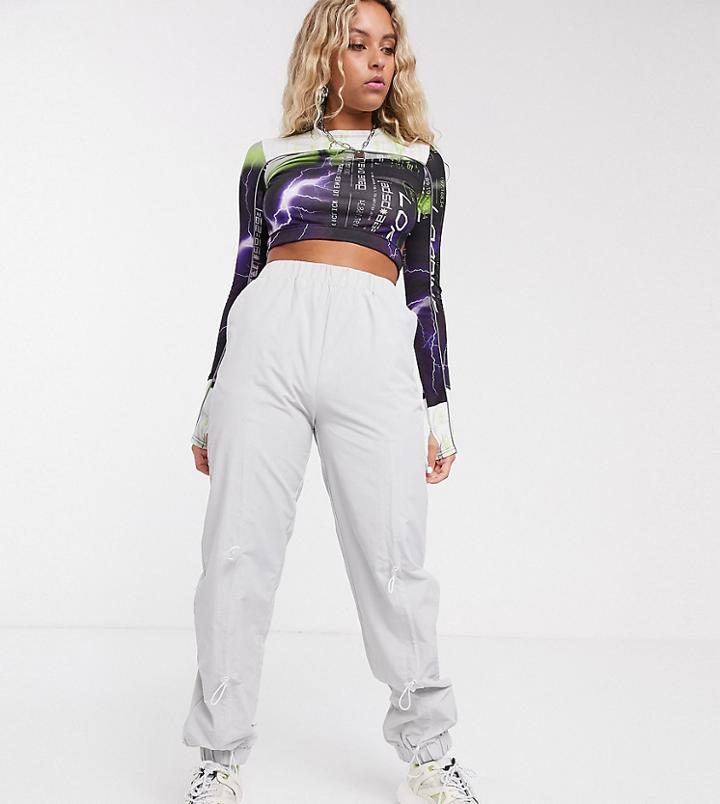 Collusion Ruched Front Nylon Pants-gray