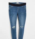 Topshop Maternity Under Bump Green Cast Ripped Jamie Jeans-blues