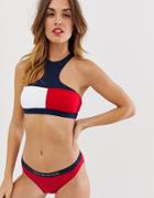 Tommy Hilfiger High Neck Navy Blazer Bikini Top - Multi