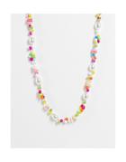 Designb Beaded Necklace With Faux Pearl And Stone-multi