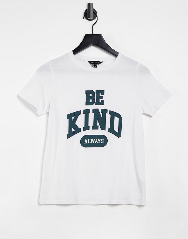 New Look Be Kind Collegiate Tee In White