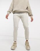 Bershka Slim Fit Pants In Sand-neutral