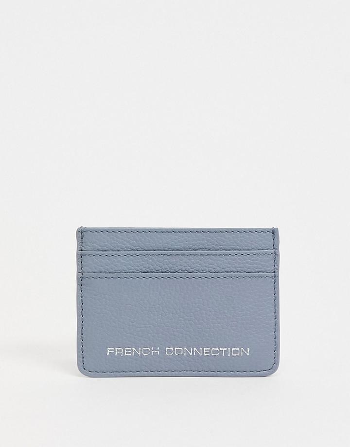 French Connection Leather Card Holder In Light Blue-blues