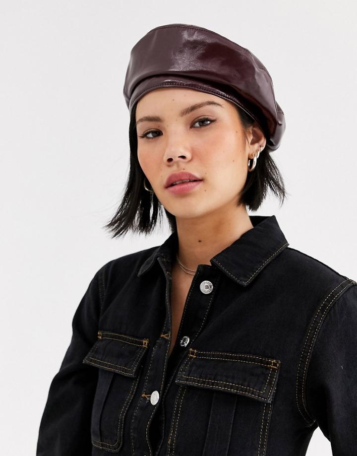 Asos Design Vinyl Beret-red