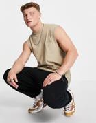 Jack & Jones Originals Oversize Tank In Beige-neutral
