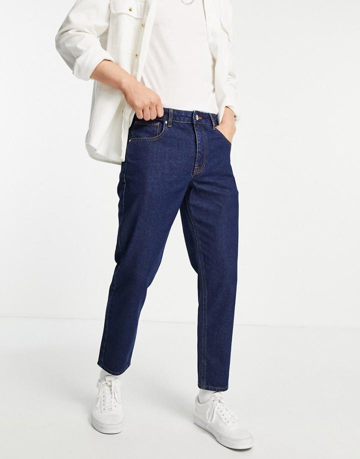 Asos Design Classic Rigid Jeans In Darkwash Blue-blues