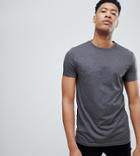 Asos Design Tall T-shirt With Crew Neck In Charcoal-gray