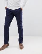 Ted Baker Smart Slim Chinos In Textured Pindot - Navy