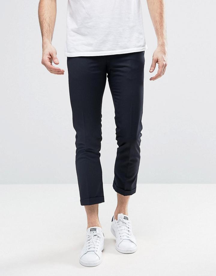 Penguin Formal Plain Cropped Pants - Navy