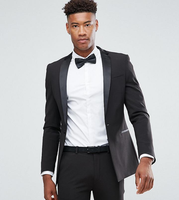 Asos Tall Super Skinny Tuxedo Jacket In Black - Black