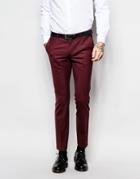 Noose & Monkey Suit Trousers With Stretch In Super Skinny Fit - Burgundy