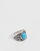 Designb Statement Ring With Turquoise Stone In Silver