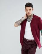 Asos Regular Fit Silk Revere Shirt - Red
