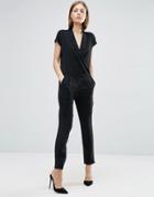 See U Soon Tailored Jumpsuit With Tux Front - Black