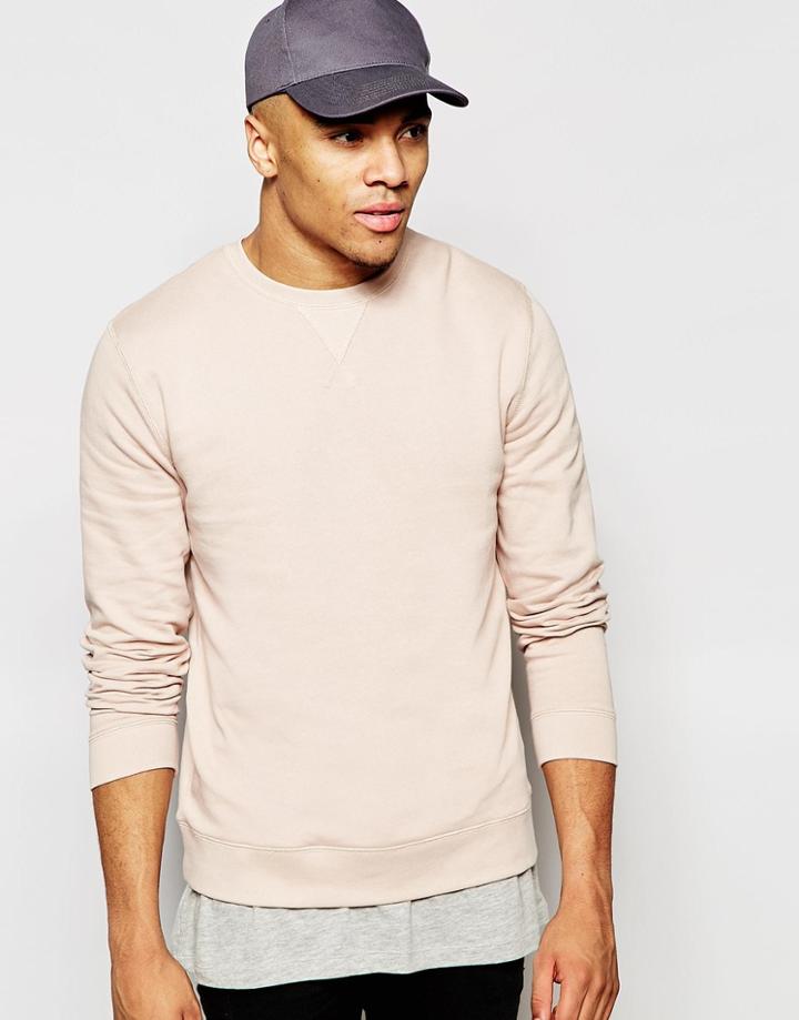 Asos Sweatshirt In Light Pink - Pink