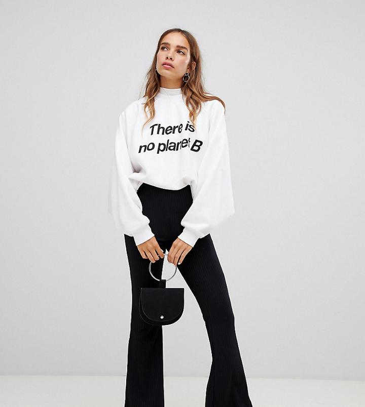 New Look Rib Flare Pants-black