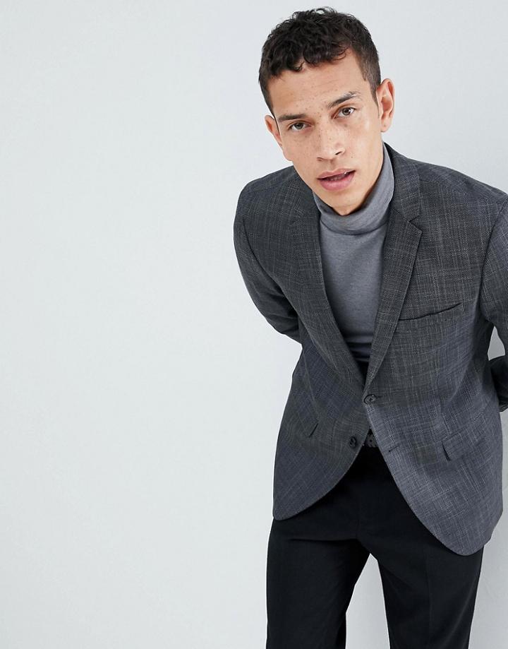 Jack & Jones Premium Blazer With Tonal Check - Gray