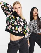 Miss Selfridge Bold Bloom Puff Sleeve Sweater-multi