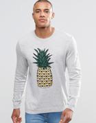 Asos Jumper With Pineapple In Metallic Yarn - Gray