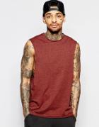 Asos Nepp Jersey Longline Sleeveless T-shirt With Dropped Armhole In Red - Rust