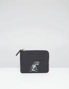 Asos Leather Zip Around Wallet With Dinosaur Print - Black