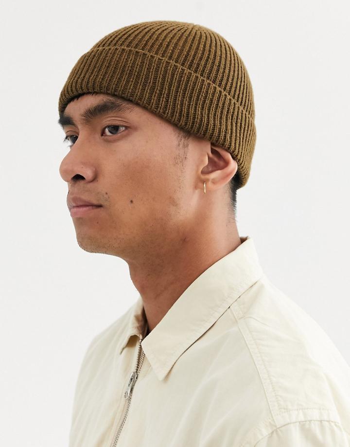 Asos Design Fisherman Beanie In Brown