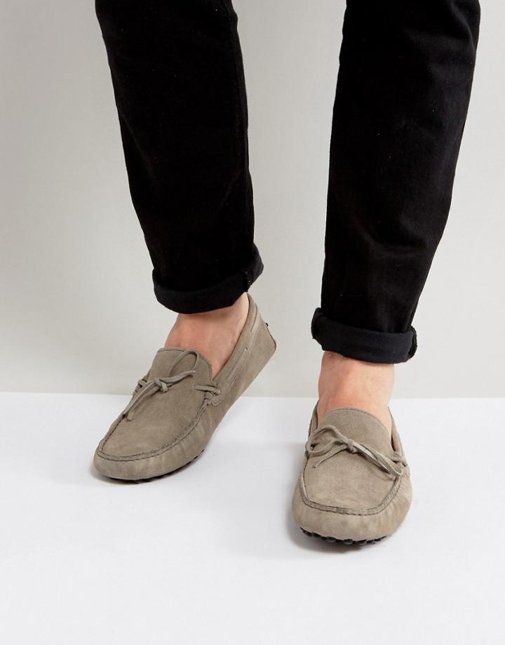 Asos Driving Shoes In Gray Suede - Gray