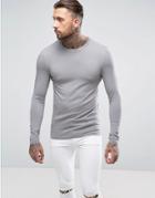 Asos Muscle Fit Long Sleeve T-shirt In Gray - Gray