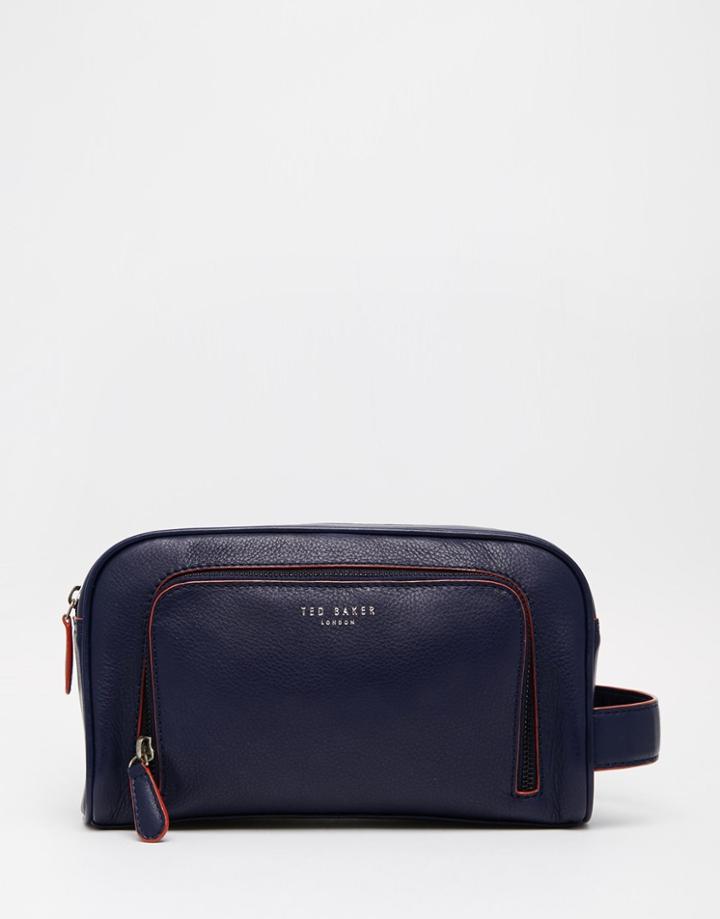 Ted Baker Dotstop Leather Toiletry Bag - Blue