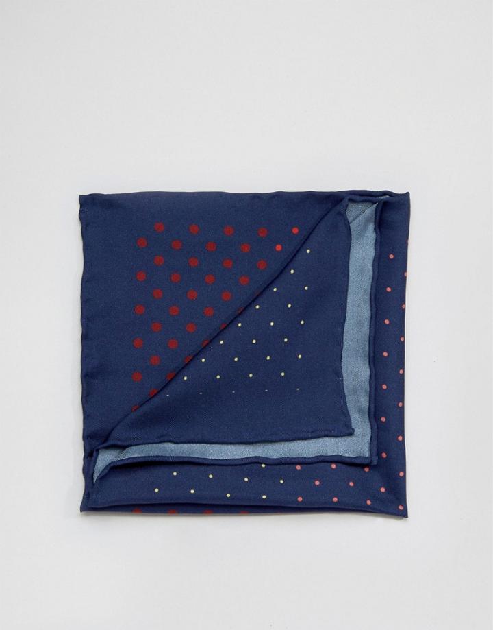 Original Penguin Silk Pocket Square Multi Color Spots - Navy