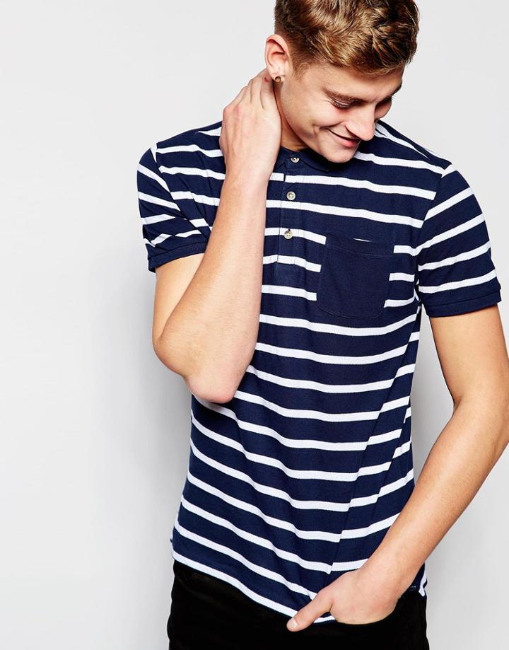 D-struct Bold Stripe Polo Shirt - Navy