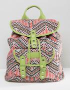 South Beach Black And White Geo Print Canvas Bag - Black