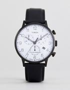 Timex Tw2r72300 Waterbury Classic Chronograph Leather Watch In Black - Black