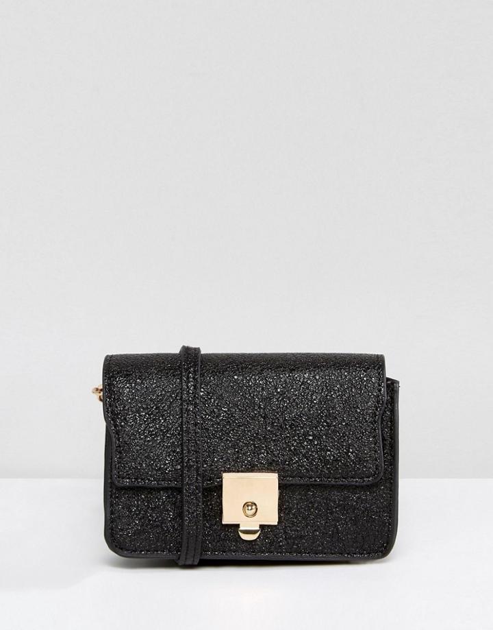 Mango Faux Snake Box Bag - Black