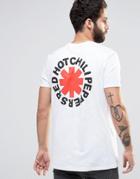 Asos Longline T-shirt With Red Hot Chili Peppers Logo Chest And Back Print - White