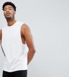 Asos Design Tall Sleeveless T-shirt With Dropped Armhole In White - White