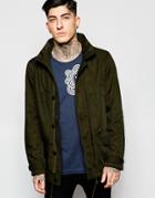 Pretty Green Jacket With Hood In Green - Khaki