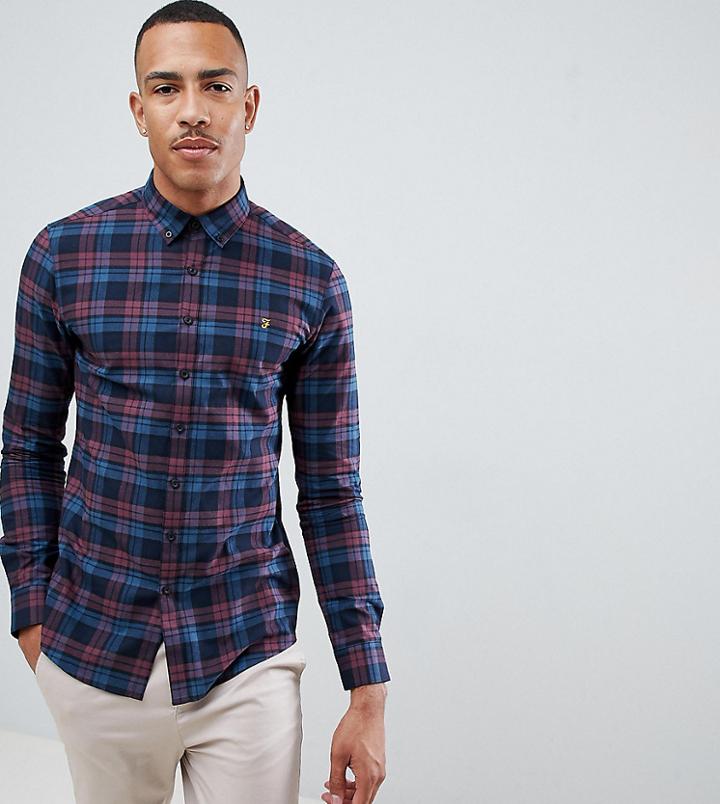 Farah Radley Slim Fit Check Shirt In Red Exclusive At Asos - Red